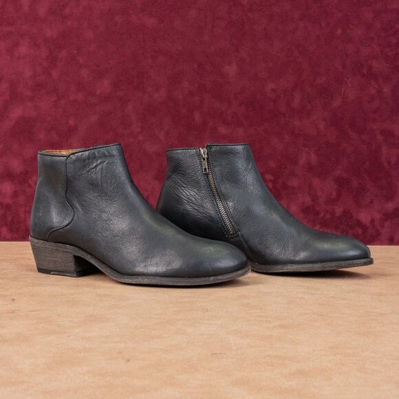 Frye Women Carson Piping Black Leather Western Fashion Ankle Boots sz 10 - Picture 1 of 8